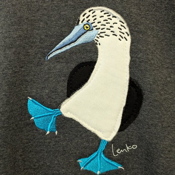 Lenko Animal Sweater Blue Footed Booby Grey Size XL - Picture 2 of 4
